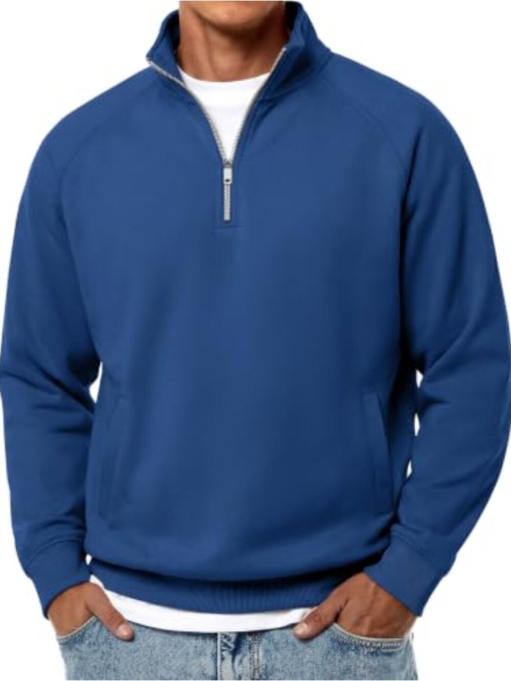 Men's Quarter Zip Pullover Sweatshirt Casual 1/4 Zip Mock Neck Long Sleeve